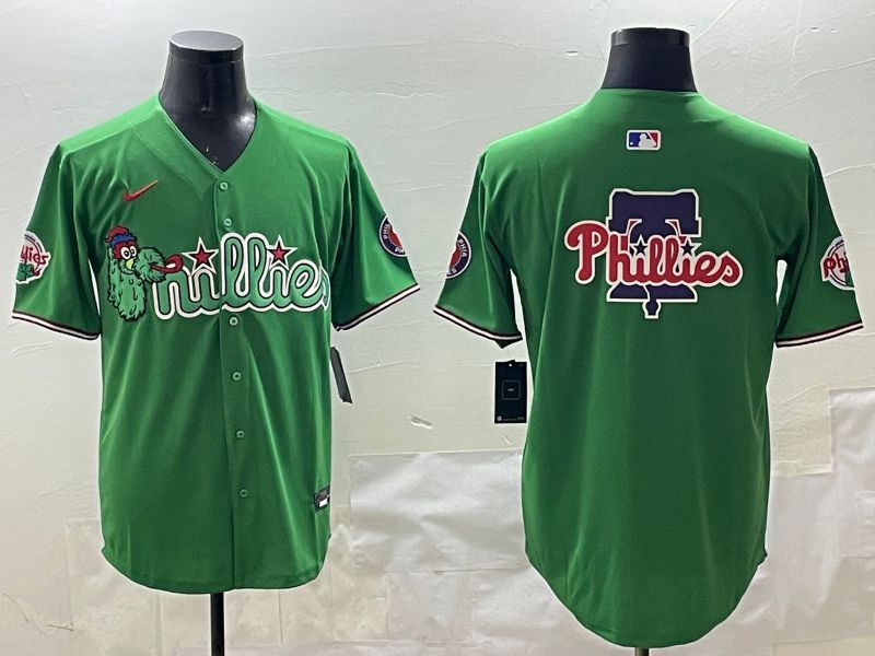 Men Philadelphia Phillies Blank Green Joint Name 2025 Nike MLB Jersey style 5->philadelphia phillies->MLB Jersey